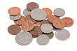 Pile of American coin, isolated on white background