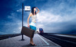 Girl waiting train on the platform of railway station
