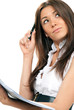 Business woman with pen in the hand notebook