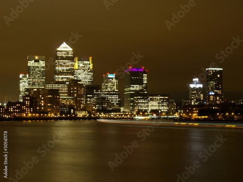 Photo: Nightscene of the office buildings at Canary Wharf. Nightscene of the office buildings at Canary Wharf.