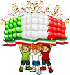 Bimbi e bandiera italiana di palloncini