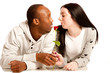 Young couple looking at each other - about to kiss?