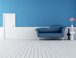 blue and white retro interior