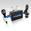 3d television man listening to music 3d television man listening to music