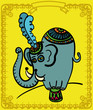 Elephant raised in a podium, with feather in the head