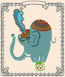 Elephant raised in a podium
