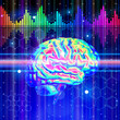 brain, chemical formulas, color digital wave