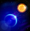 Sun & Earth in the depths of space. Vector / Eps10 Sun & Earth in the depths of space. Vector / Eps10
