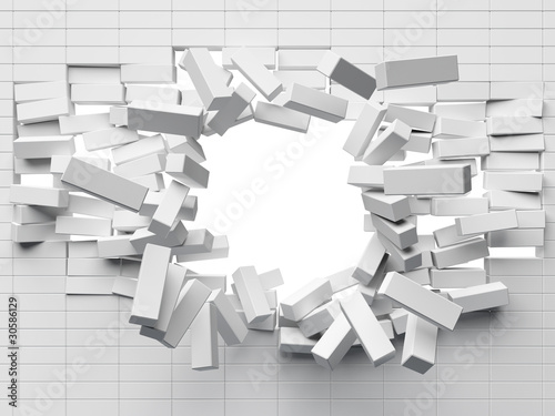 Illustration: Destruction of a brick wall Destruction of a brick wall