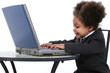 Beautiful Little Business Woman Working On Laptop