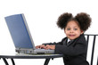 Beautiful Little Business Woman Working On Laptop