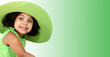 Beautiful Young Girl In Green Summer Hat