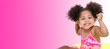 Beautiful Young Girl In Beach Clothes On Pink Background