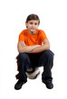 a boy sit on ball