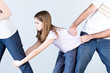 Parents punishing a girl