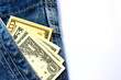 closeup jeans with dollar bill closeup jeans with dollar bill