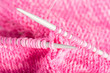 Handmade needle knitted pink canvas background