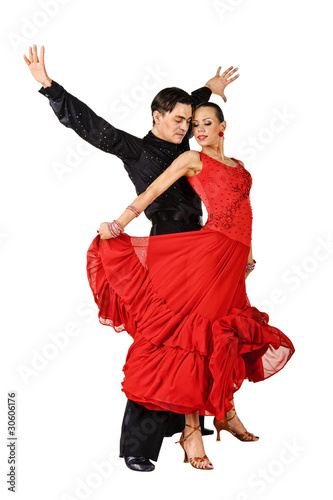 Photo: Latino dancers in action. Isolated on white Latino dancers in action. Isolated on white