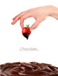 Strawberry dipped in melting chocolate