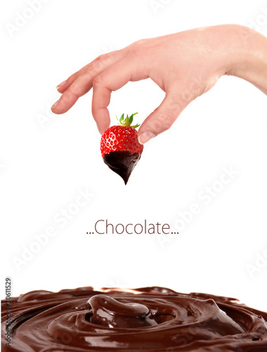 Photo: Strawberry dipped in melting chocolate Strawberry dipped in melting chocolate