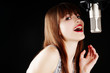 young artist woman recording in a studio young artist woman recording in a studio