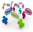 People Asking Questions in Speech Bubbles Seeking Support