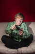 young man playing video games