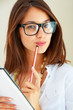Retro girl planning daily schedule