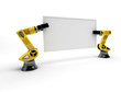 Roboterarme mit Schild (mit Freistellungspfad)