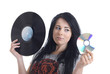 Woman with music choice
