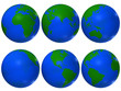 World globe green on blue