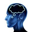 Brain thought with word bubble symbol