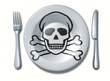 Dangerous food symbol represented by a fork and knife