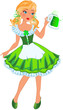 Patrick's leprechaun girl in green dress with beer Patrick's leprechaun girl in green dress with beer