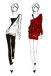 Hand-drawn fashion model. Vector illustration.