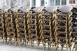 Chairs stacked in a square of Namur Belgium