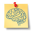 Brain symbol on yellow office note