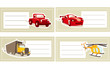Back to school stickers with vechicles, vector illustration