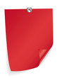 Rotes Blatt Papier mit Reißnagel Rotes Blatt Papier mit Reißnagel