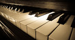 Close up shot of piano keyboard
