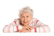 Photo: Portrait of the old woman isolated on white Portrait of the old woman isolated on white