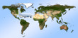 Hi detail real world map with territorial countries fragmentatio