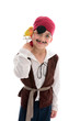 Photo: Smiling Pirate boy with little lovebird parrot Smiling Pirate boy with little lovebird parrot