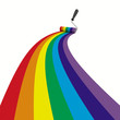 Rainbow drawn roller brush on the white. Isolated 3D image Rainbow drawn roller brush on the white. Isolated 3D image