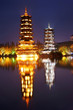 Double towers in guilin nightscape