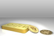 Goldbarren mit Münzen