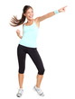 Aerobics fitness woman pointing