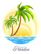 tropical palm with sea wave