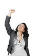 Young woman celebrating a business victory