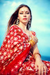 young beautiful brunette in the indian national dress